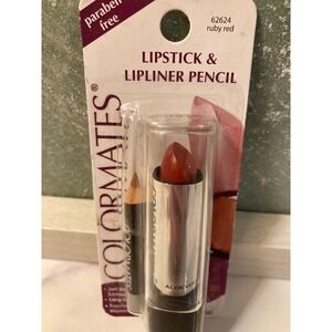 Colormates Lipstick and Lipliner Pencil Duo 62624 Ruby Red Paraben Free New